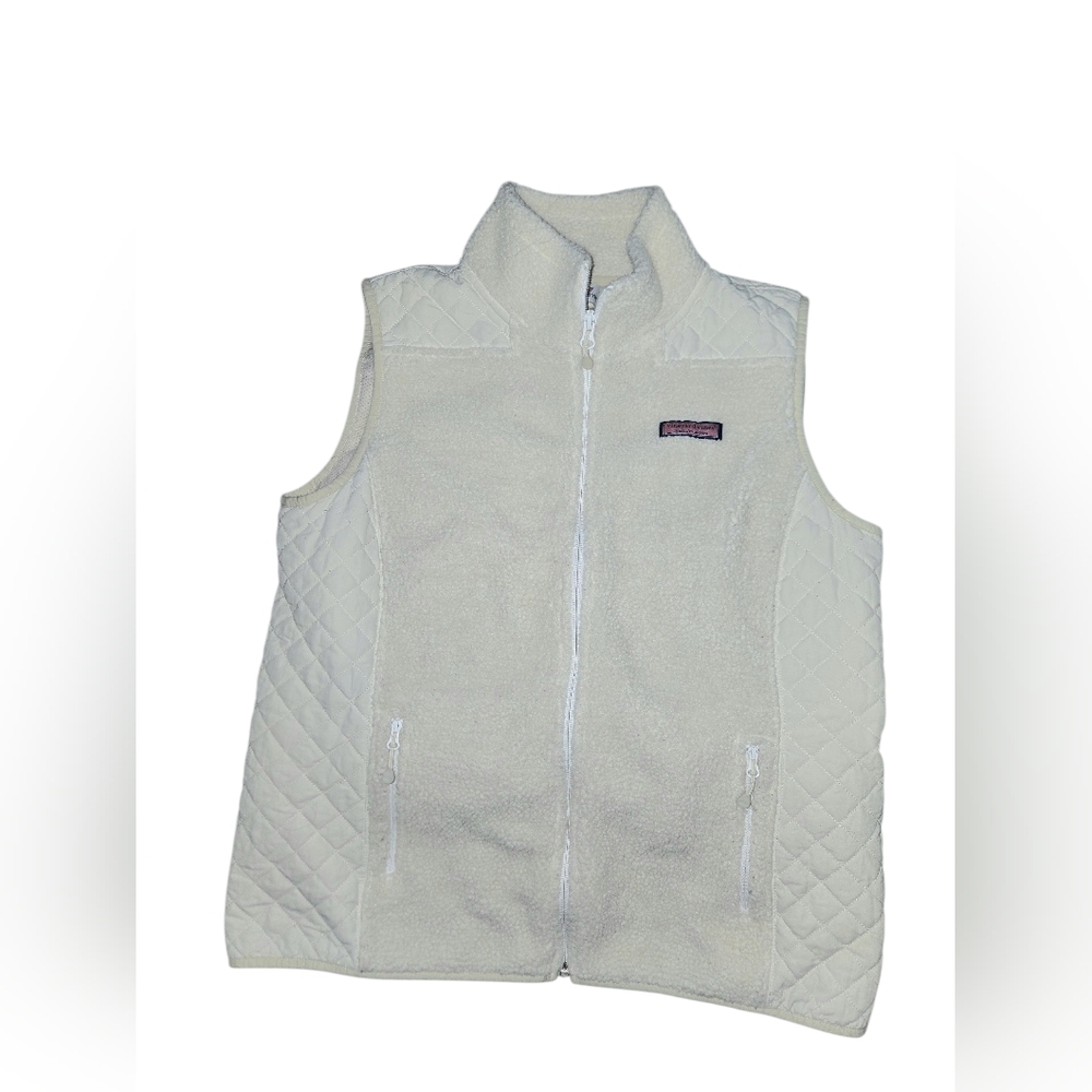 Vineyard Vines Womens Cream Sherpa Vest Size M